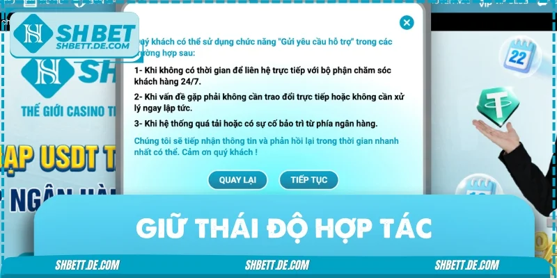 Luôn giữ thái độ hoà nhã khi kết nối admin