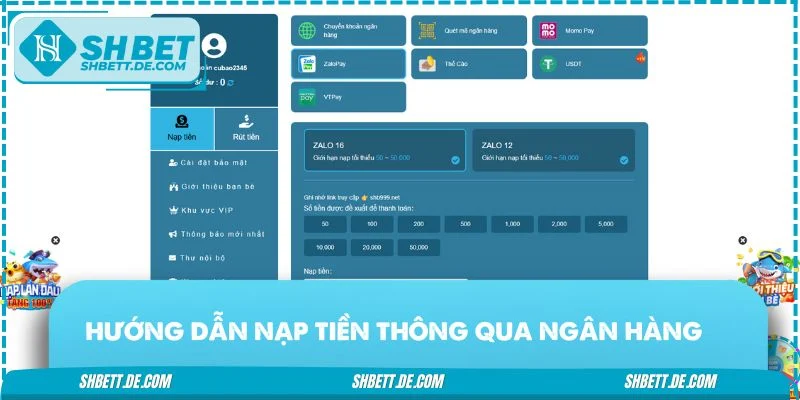 Toàn tập hướng dẫn nạp tiền thông qua ngân hàng